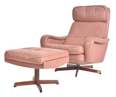 Lot 609 - MADSEN SCHUBEL - 1970S DANISH SWIVEL ARMCHAIR