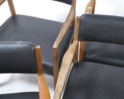 Lot 821 - MANNER OF ALFRED COX - SIX MID CENTURY 1970S TEAK & LEATHER CHAIRS