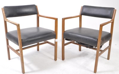 Lot 821 - MANNER OF ALFRED COX - SIX MID CENTURY 1970S TEAK & LEATHER CHAIRS