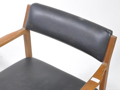 Lot 821 - MANNER OF ALFRED COX - SIX MID CENTURY 1970S TEAK & LEATHER CHAIRS