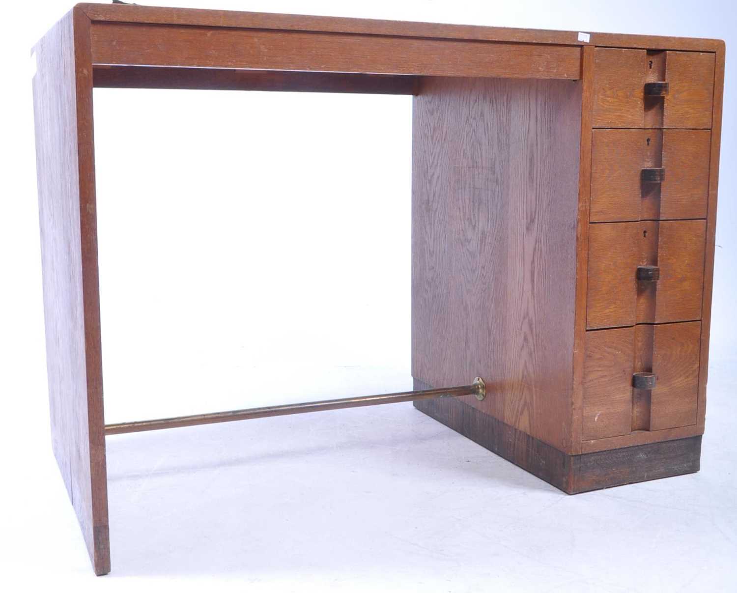 Lot 862 - VINTAGE 1940S ART DECO OAK WRITING TABLE / OFFICE DESK