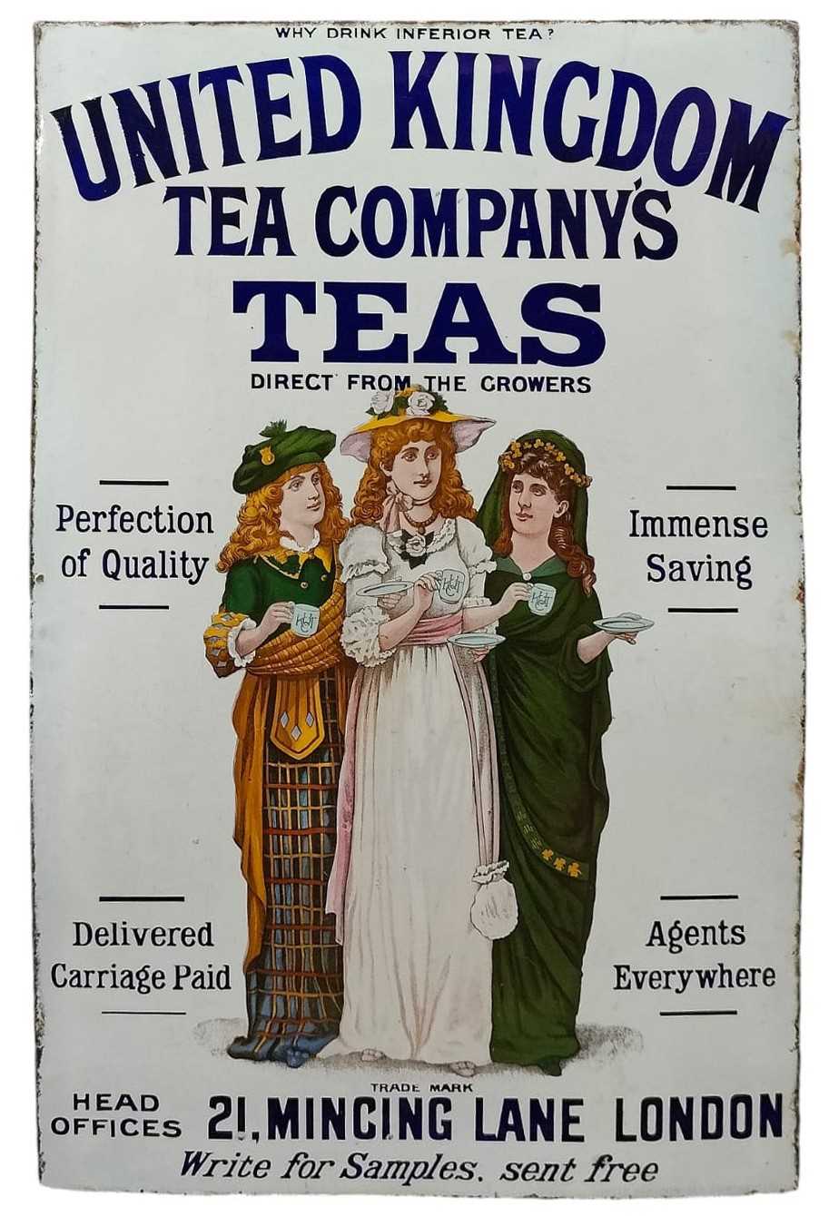 Lot 100 - UNITED KINGDOM TEA COMPANY'S TEAS - 1890S ENAMEL SIGN