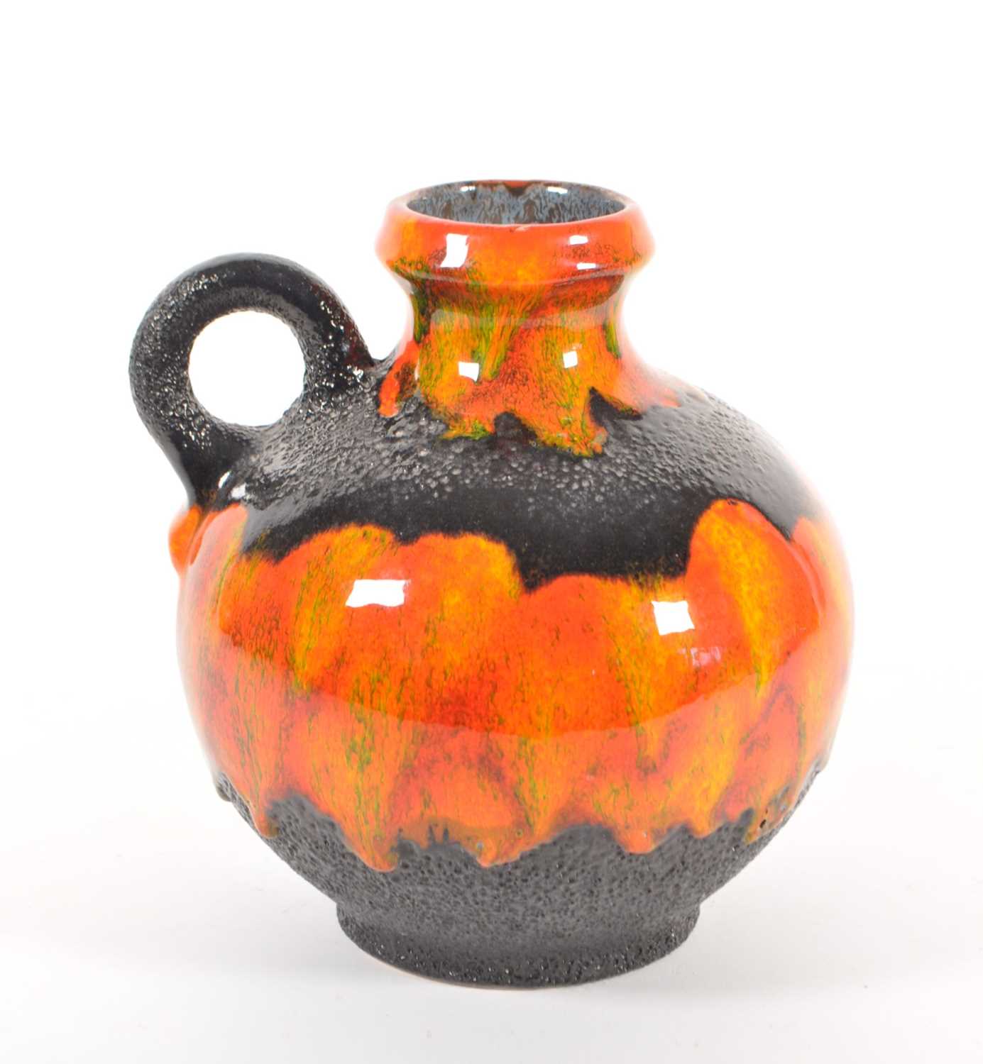 Lot 89 - MID CENTURY VINTAGE WEST GERMAN FAT LAVA SQUAT HANDLED VASE