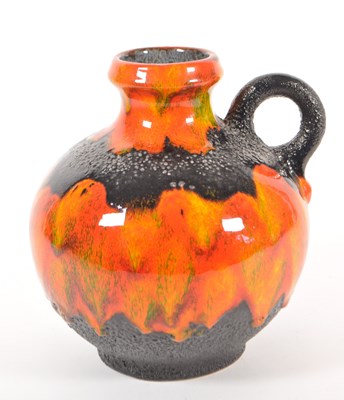 Lot 89 - MID CENTURY VINTAGE WEST GERMAN FAT LAVA SQUAT HANDLED VASE