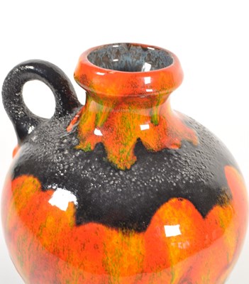 Lot 89 - MID CENTURY VINTAGE WEST GERMAN FAT LAVA SQUAT HANDLED VASE