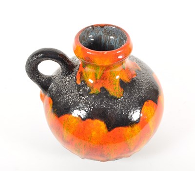 Lot 89 - MID CENTURY VINTAGE WEST GERMAN FAT LAVA SQUAT HANDLED VASE