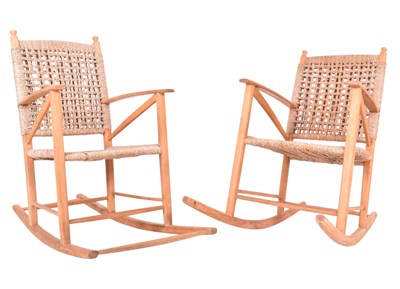 Lot 303 - PAIR OF 20TH CENTURY FRENCH DESIGNER ROCKING CHAIRS