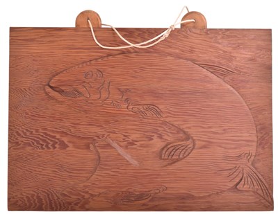 Lot 147 - RETRO MID CENTURY WOODEN WALL HANGING WITH A RELIEF TROUT FISH