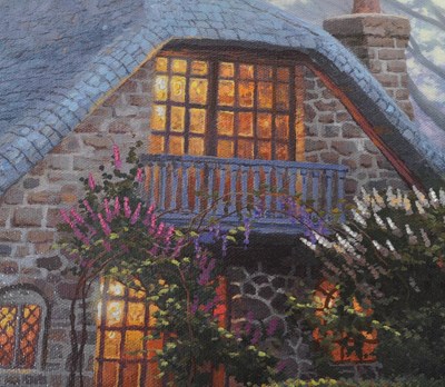 Lot 858 - THOMAS KINKADE (1958 - 2012) - 2002 LIMITED EDITION LILAC COTTAGE PRINT