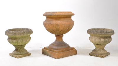 Lot 660 - THREE 20TH CENTURY RECONSTITUTED STONE PLANTERS