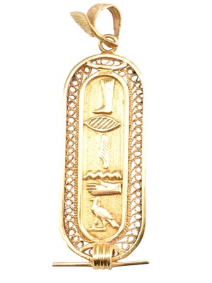 Lot 414 - GOLD EGYPTIAN PENDANT NECKLACE