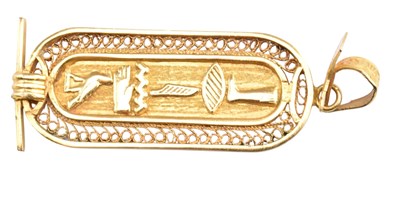 Lot 414 - GOLD EGYPTIAN PENDANT NECKLACE