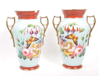 Lot 201 - PAIR OF 20TH CENTURY TWIN HANDLED VASES