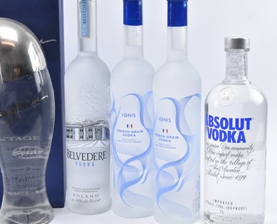 Lot 175 - VODKA - NINE BOTTLES OF VODKA INCL. BELVEDERE, KAUFFMAN, GREY GOOSE & ABSOLUT