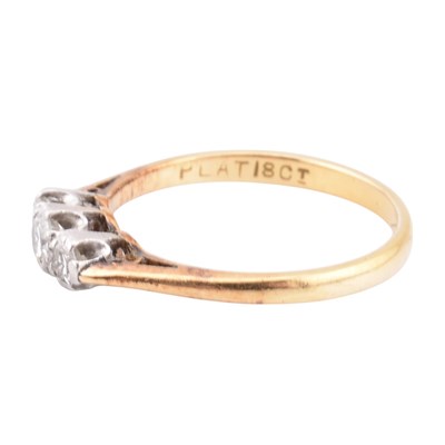 Lot 357 - 18CT GOLD & PLATINUM DIAMOND TRILOGY RING