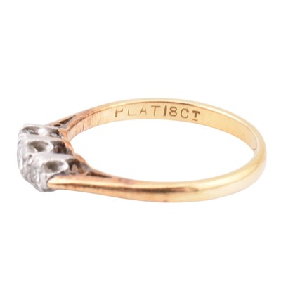 Lot 357 - 18CT GOLD & PLATINUM DIAMOND TRILOGY RING
