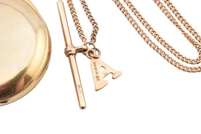 Lot 201 - J.W. BENSON OPEN FACED POCKET WATCH ON CHAIN