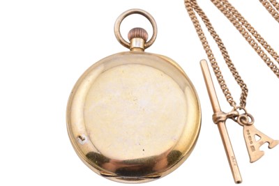 Lot 201 - J.W. BENSON OPEN FACED POCKET WATCH ON CHAIN