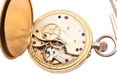Lot 201 - J.W. BENSON OPEN FACED POCKET WATCH ON CHAIN