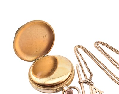 Lot 201 - J.W. BENSON OPEN FACED POCKET WATCH ON CHAIN