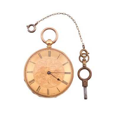 Lot 53 - SWISS LE COMTE 18CT GOLD OPEN FACED POCKETWATCH