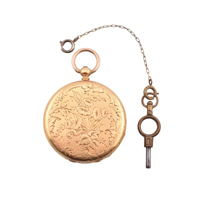 Lot 53 - SWISS LE COMTE 18CT GOLD OPEN FACED POCKETWATCH