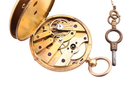 Lot 53 - SWISS LE COMTE 18CT GOLD OPEN FACED POCKETWATCH