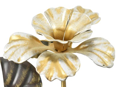 Lot 497 - PAIR OF ITALIAN ART NOUVEAU STYLE METAL & GLASS WALL SCONCES
