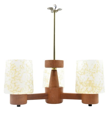Lot 611 - SCANDINAVIAN MODERN DESIGN - MID CENTURY TEAK THREE-ARM LIGHT