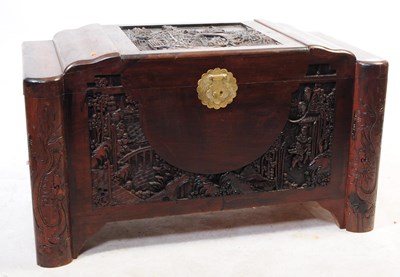 Lot 976 - MID CENTURY CHINESE HARDWOOD CARVED CHEST