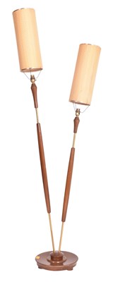 Lot 136 - BRITISH MODERN DESIGN - MID CENTURY 1960S TEAK TWIN FLOOR LAMP