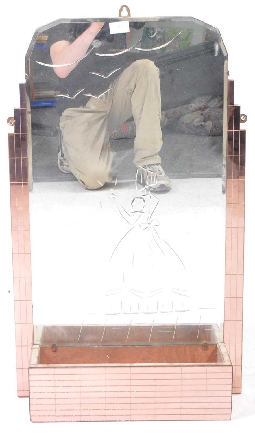 Lot 808 - 1950S ART DECO WALL MIRROR & PLANTER