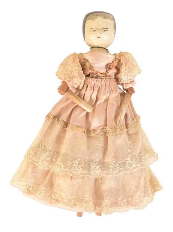Lot 11 - DOLLS - VICTORIAN WOODEN GRODNERTAL PEG DOLL