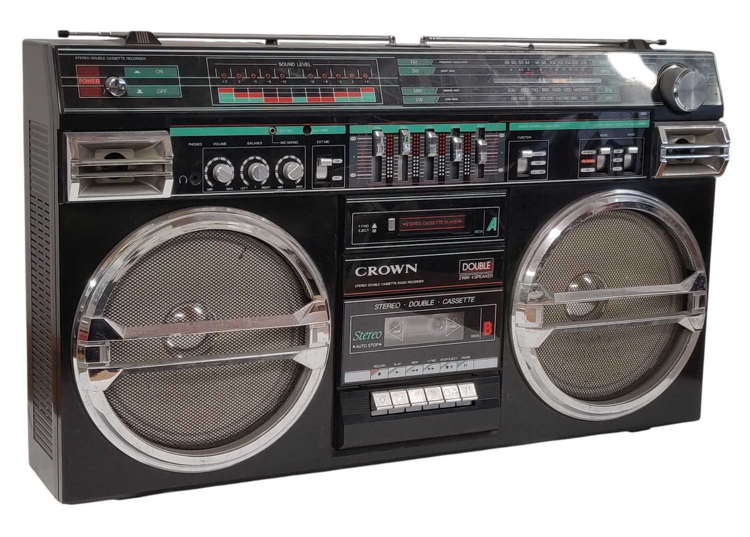 Lot 115 - VINTAGE CROWN DOUBLE CASSETTE STEREO RADIO PLAYER