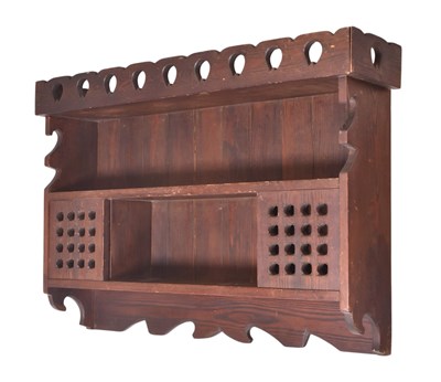 Lot 447 - BRUTALIST STYLE MID CENTURY 1950S OAK HANGING WALL SHELF CUPBOARD