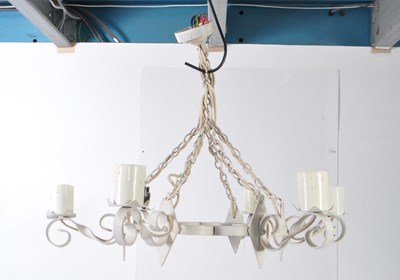Lot 1050 - LATE 20TH CENTURY PAINTED WROUGHT METAL CHANDELIER