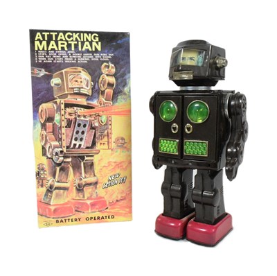 Lot 472 - TINPLATE TOYS - VINTAGE JAPANESE HORIKAWA ATTACKING MARTIAN