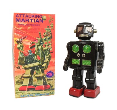 Lot 469 - TINPLATE TOYS - VINTAGE JAPANESE HORIKAWA ATTACKING MARTIAN