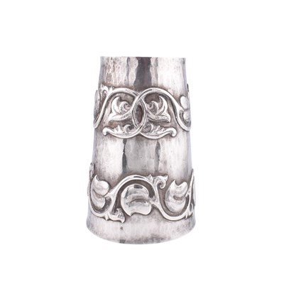 Lot 24 - AN ARTS & CRAFTS WHITE METAL CUFF BANGLE