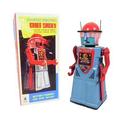 Lot 491 - TINPLATE TOYS - REPRODUCTION CHIEF SMOKY ROBOT