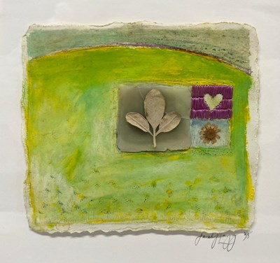 Lot 58 - SARAH LEGG (LUGG) - UNTITLED COLLAGE ON HAND-MADE PAPER, 1995