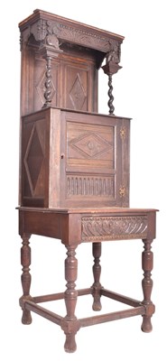 Lot 439 - 18TH CENTURY JACOBEAN REVIVAL OAK UPRIGHT COURT CUPBOARD CABINET
