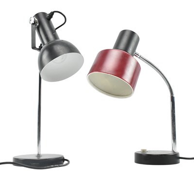Lot 434 - TWO RETRO MID CENTURY GOOSENECK DESK TABLE LAMPS