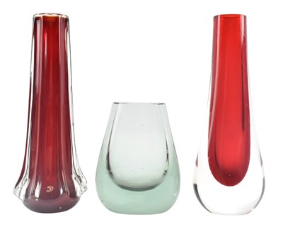 Lot 241 - THREE VINTAGE MID CENTURY WHITEFRIARS STUDIO ART GLASS VASES