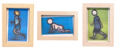 Lot 54 - JULIAN OPIE (B.1958) - WALKING AND CRAWLING FIGURES - THREE LENTICULAR POSTCARDS
