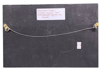 Lot 65 - JULIAN OPIE (B. 1958) - LONDON COUPLES - EMBROIDERED PATCHES ON BOARD