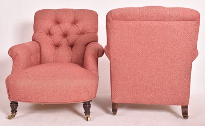 Lot 290 - HOWARD & SONS OF LONDON - PAIR OF MAHOGANY FRAMED ARMCHAIRS