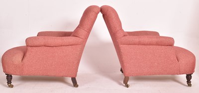 Lot 290 - HOWARD & SONS OF LONDON - PAIR OF MAHOGANY FRAMED ARMCHAIRS