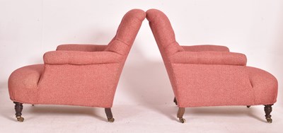Lot 290 - HOWARD & SONS OF LONDON - PAIR OF MAHOGANY FRAMED ARMCHAIRS