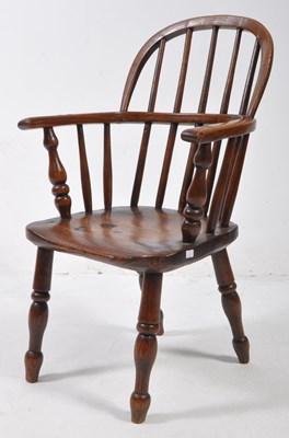 Lot 747 - VICTORIAN ELM CHILDRENS WINDSOR ARMCHAIR